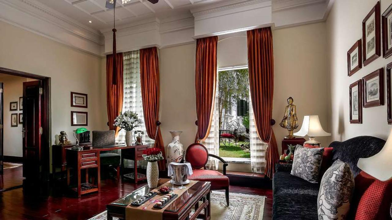 Lounge in a suite at Sofitel Legend Metropole Hanoi
