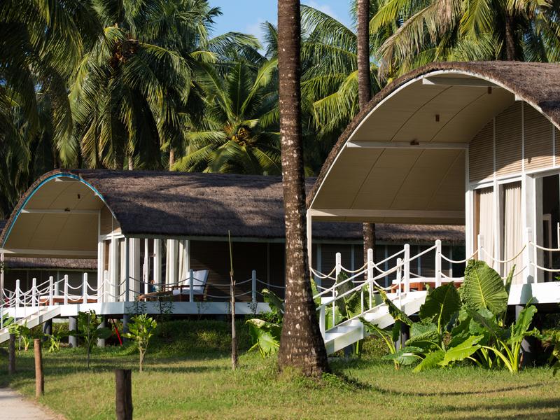 Bungalows in the gardens at Taj Exotica Andamans