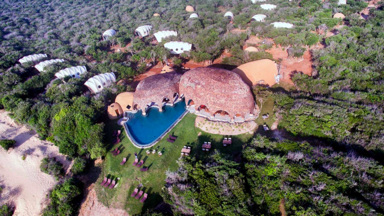 Wild Coast Tented Lodge - Aerial pool view