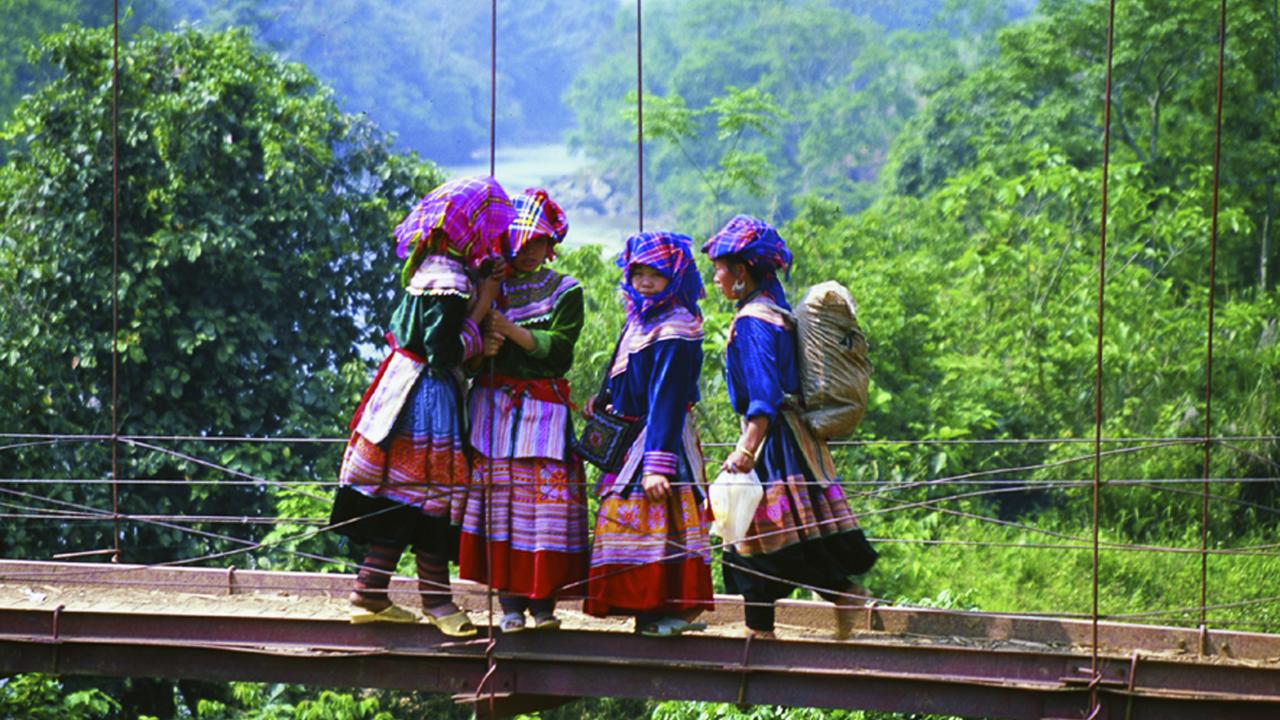 Tribal women in traditional dress in Sapa