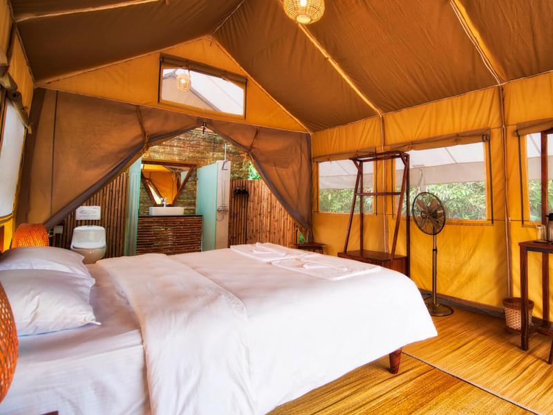 interior of tent at Cardamom Tented Camp